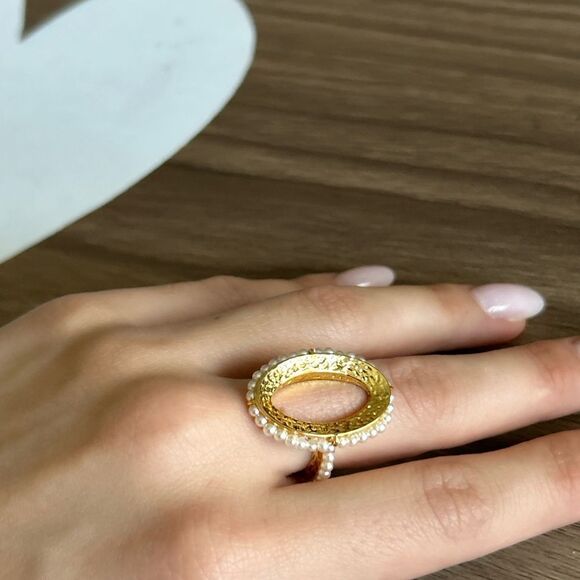 Gold and Silver Women's Ring Q407 - Picture 6 of 8